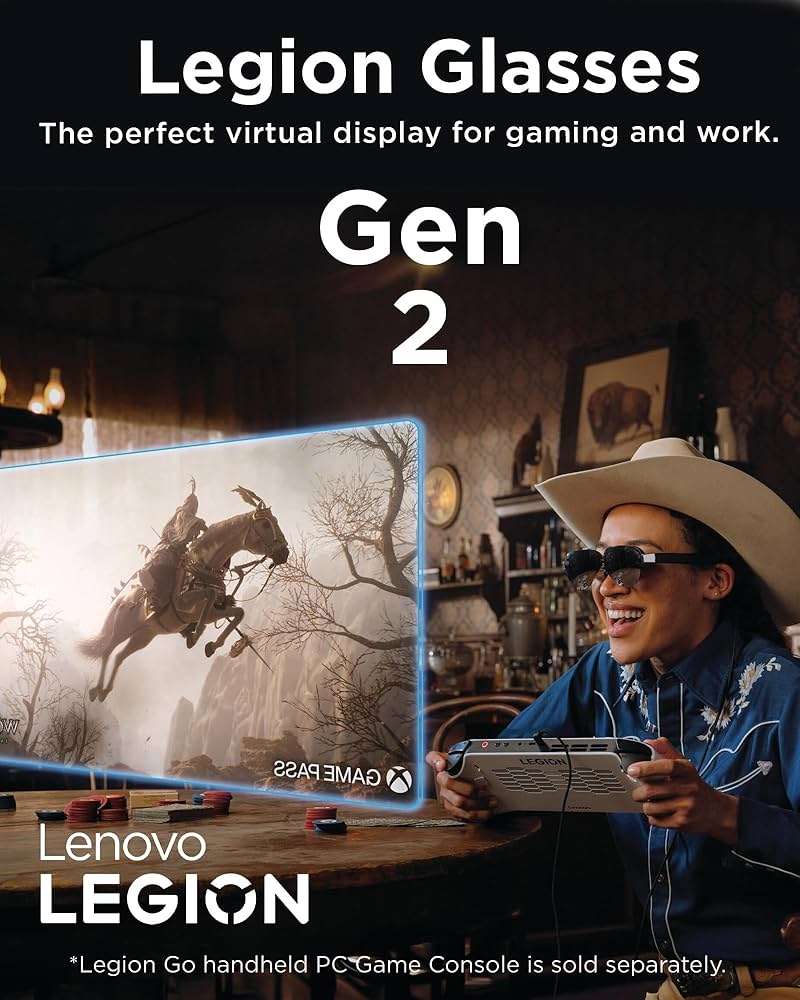 Lenovo Legion Glasses Gen 2 - Micro-OLED Personal Wearable Monitor for Gaming & Movies, FHD 120Hz Plug-and-Play Display for Lenovo Legion Go & USB-C Devices, High-Fidelity Audio & Privacy - Image 2