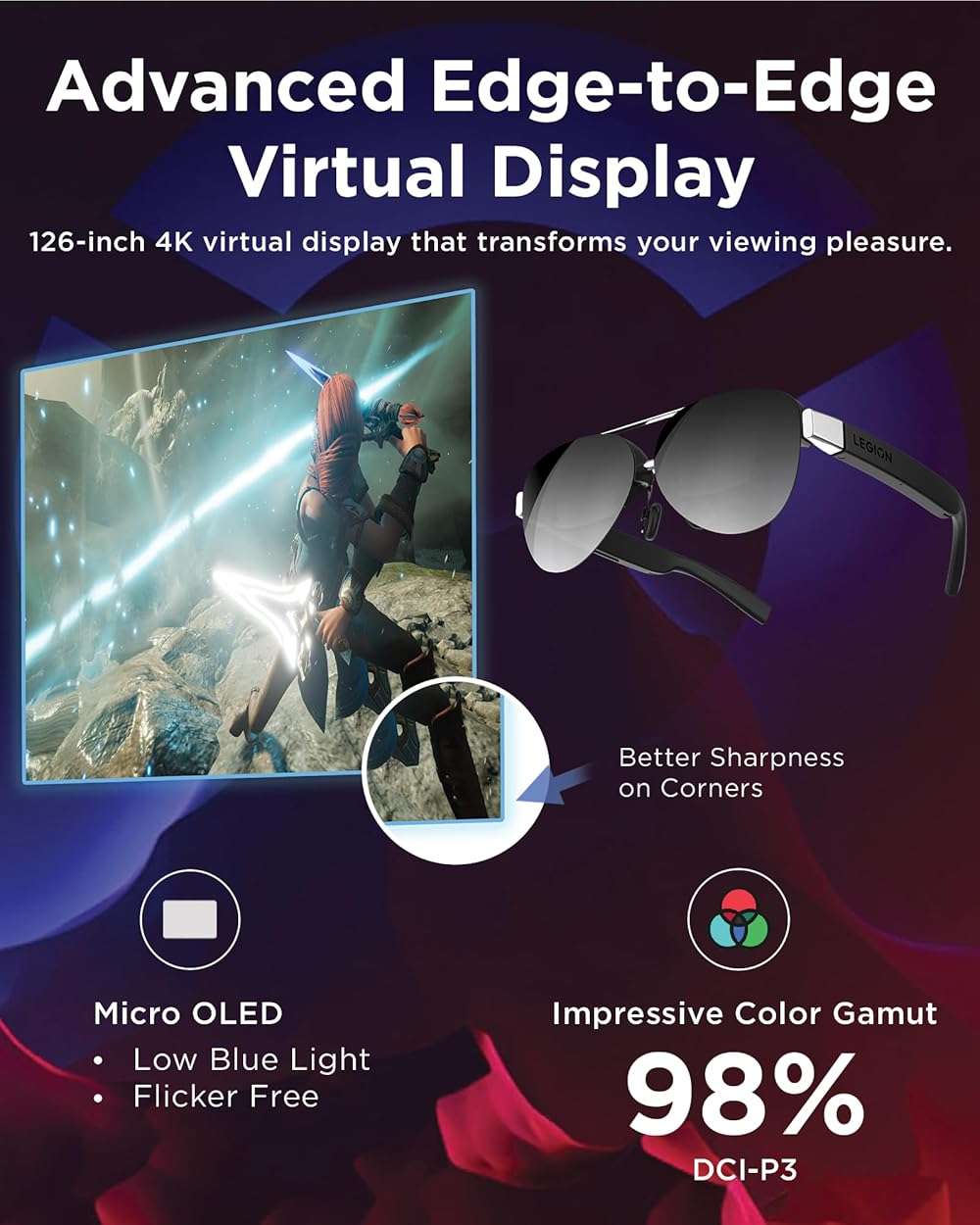 Lenovo Legion Glasses Gen 2 - Micro-OLED Personal Wearable Monitor for Gaming & Movies, FHD 120Hz Plug-and-Play Display for Lenovo Legion Go & USB-C Devices, High-Fidelity Audio & Privacy - Image 4