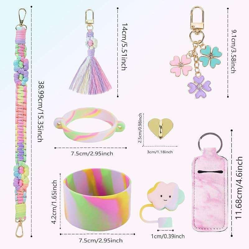 KIKIIKE Stanley Cup Accessories 8pcs Set Including Water Bottle Handle Strap,Silicone Cup Boot, Straw Cover,Stanley Charms for 30oz/40oz Tumbler - Image 3