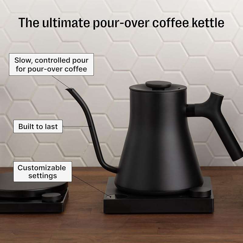 Fellow Stagg EKG Pro Electric Gooseneck Kettle - Pour-Over Coffee and Tea, Quick Heating, Precise Temperature Control, Scheduling, Built-in Brew Timer, Stone Blue with Walnut Wood Handle, 0.9 Liter - Image 5