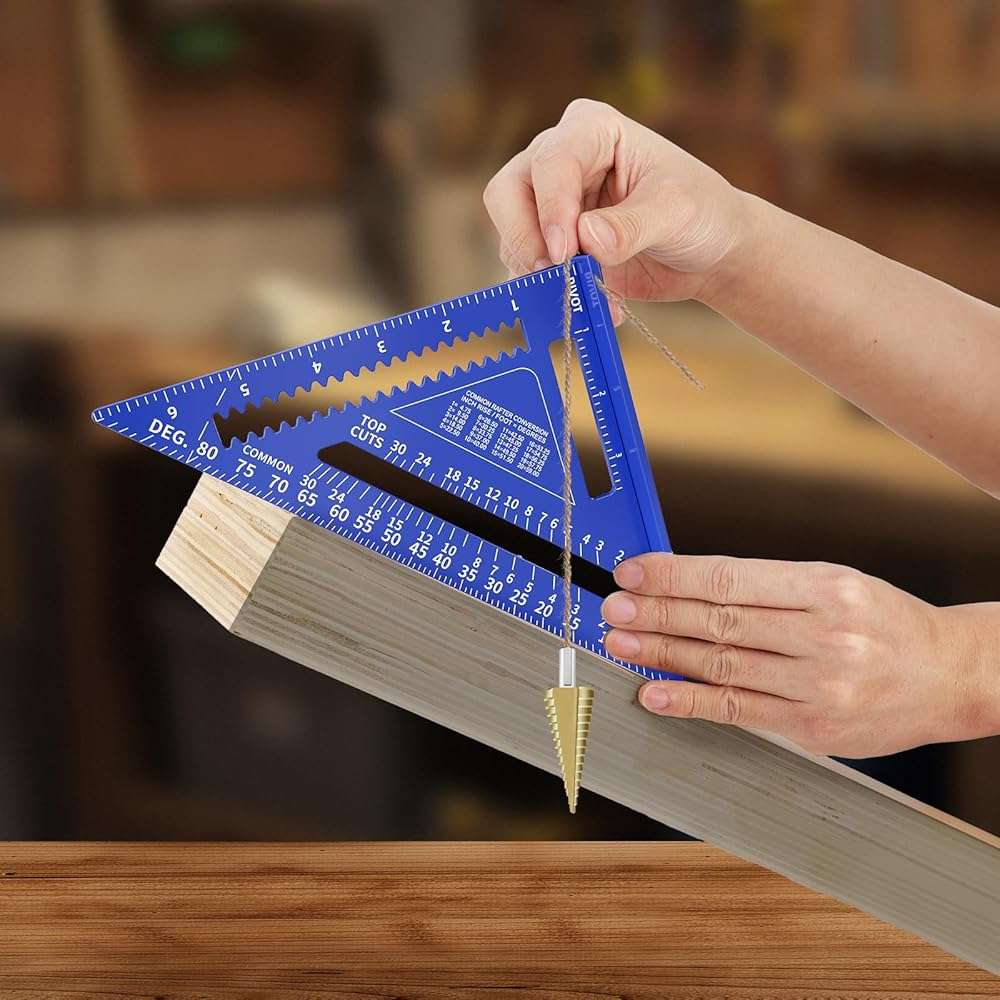 GRENPRO Combination Square Woodworking Ruler Tools, 7inch Carpenter Square Wood Working Tools and Accessories, 12inch Square Ruler, Includes 2-in-1 Carpentry Pencil, Protractor Angle Machinist Tool - Image 7