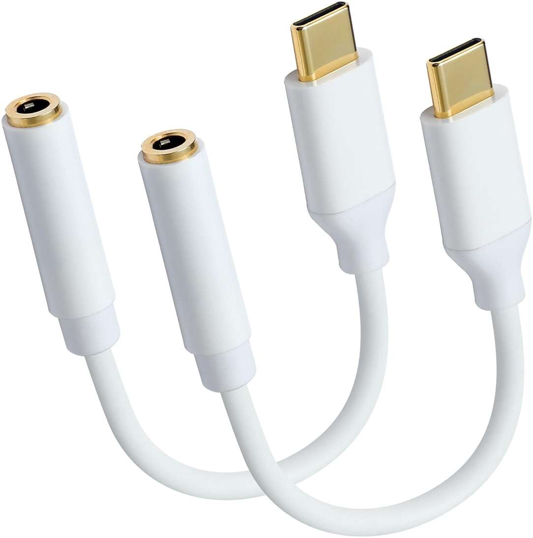 USB C to 3.5mm Female Headphone Jack Adapter, Type C to Aux Audio Dongle Cable Cord Compatible with iPhone 17 Pro Max/17 Pro, 16/15 Pro Max, 16/15 Pro, Galaxy S24/S23/S22 Ultra, iPad Pro(2 Pack) - Image 1