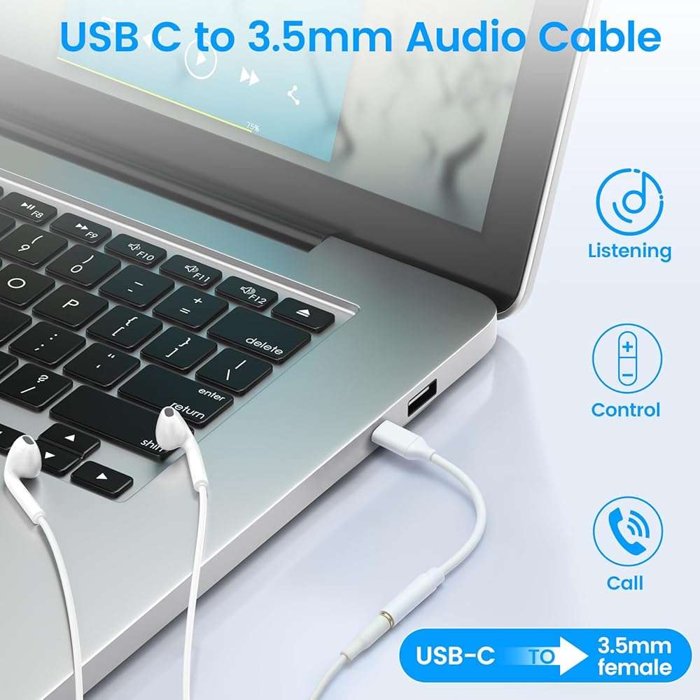 USB C to 3.5mm Female Headphone Jack Adapter, Type C to Aux Audio Dongle Cable Cord Compatible with iPhone 17 Pro Max/17 Pro, 16/15 Pro Max, 16/15 Pro, Galaxy S24/S23/S22 Ultra, iPad Pro(2 Pack) - Image 3