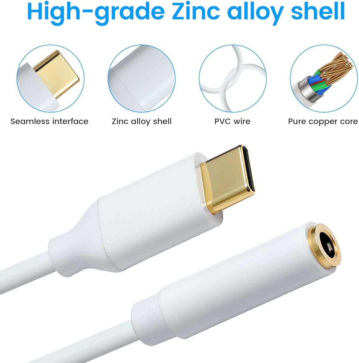 USB C to 3.5mm Female Headphone Jack Adapter, Type C to Aux Audio Dongle Cable Cord Compatible with iPhone 17 Pro Max/17 Pro, 16/15 Pro Max, 16/15 Pro, Galaxy S24/S23/S22 Ultra, iPad Pro(2 Pack) - Image 4