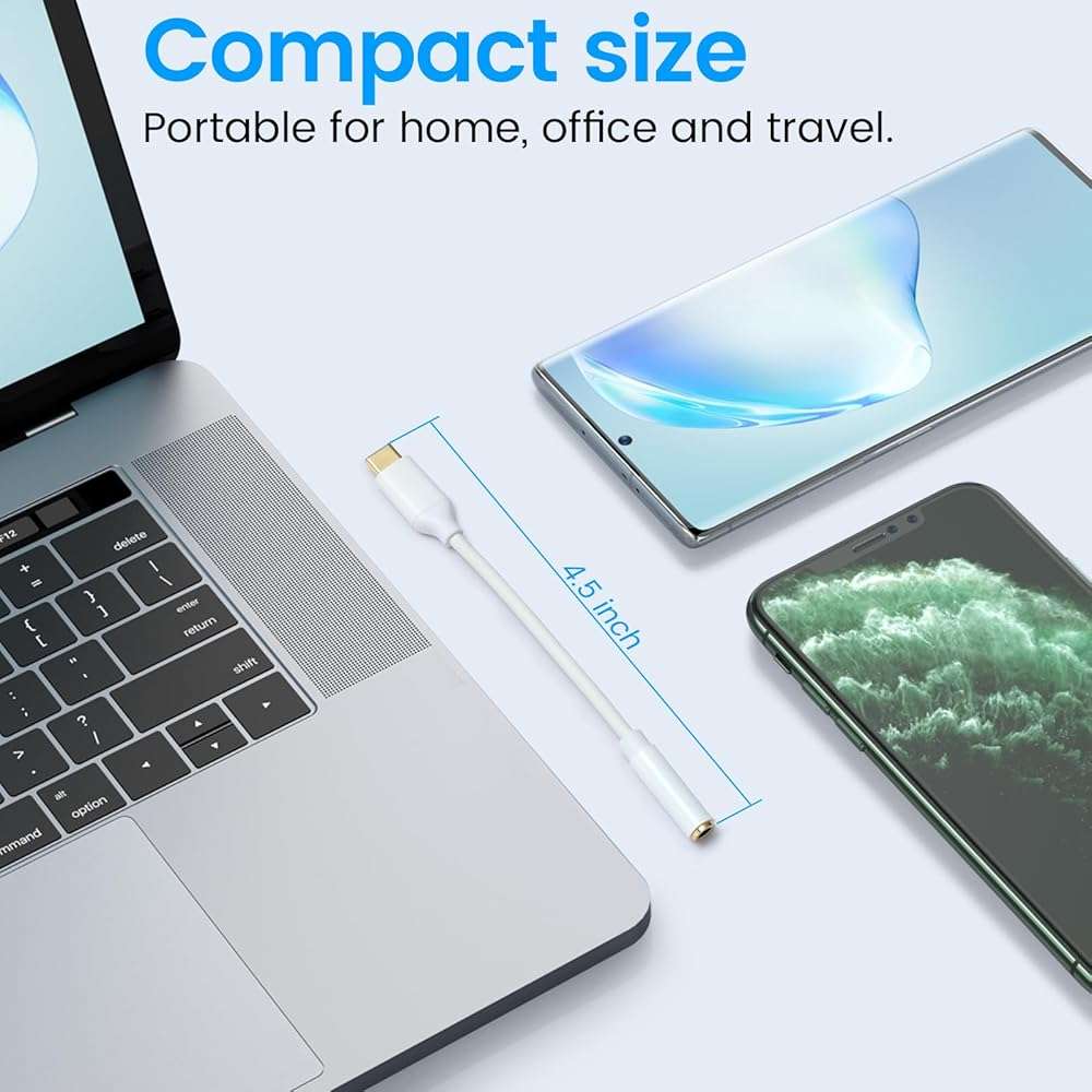 USB C to 3.5mm Female Headphone Jack Adapter, Type C to Aux Audio Dongle Cable Cord Compatible with iPhone 17 Pro Max/17 Pro, 16/15 Pro Max, 16/15 Pro, Galaxy S24/S23/S22 Ultra, iPad Pro(2 Pack) - Image 5
