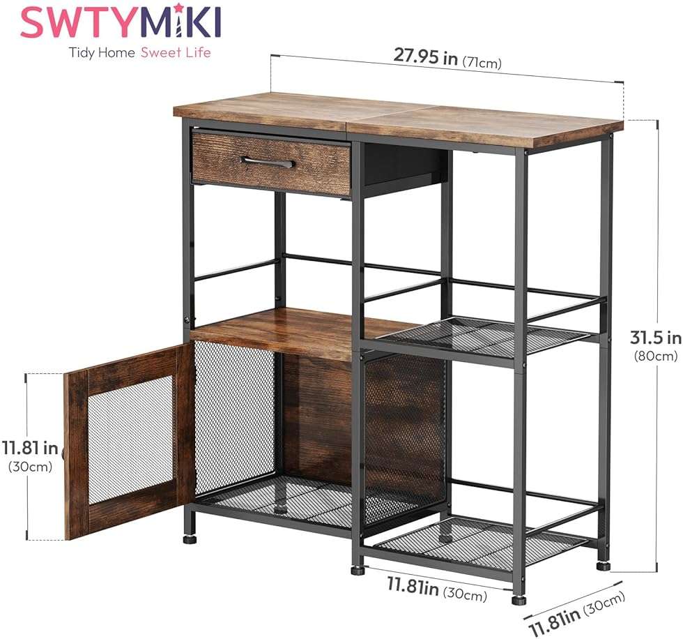 SWTYMIKI Coffee Bar Cabinet for Home - Farmhouse Coffee Stand Station Multi-Purpose Buffet Sideboard Cabinet with Drawers - Kitchen Bar Table for Living Room, Corner, Small Space, Espresso - Image 2