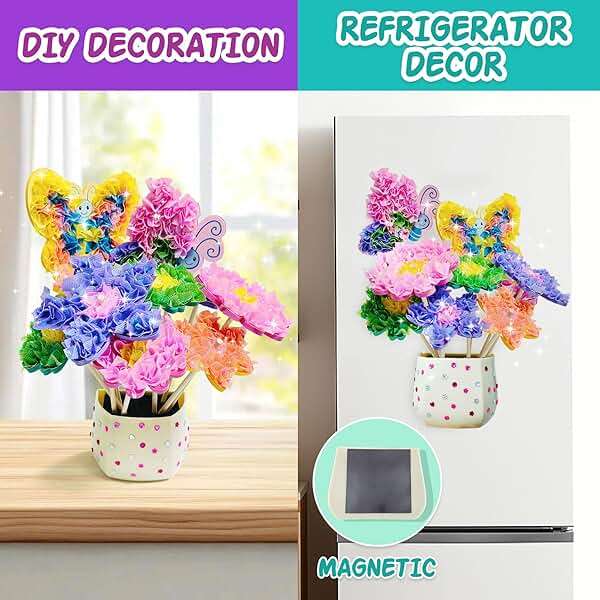 AGENTLAN Poke Art Bouquet Craft Kit,Mess-Free 3D Crafts for Kids Ages 3-8 | Glue free with flower pot,poke in foam flowers, butterflies,DIY arts and crafts gift for toddlers - Image 5