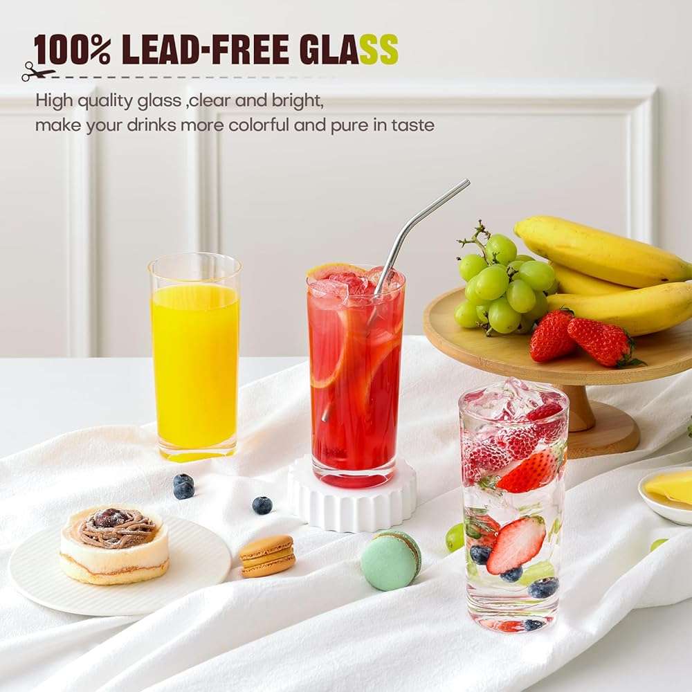 OUWO Highball Glasses Set of 12, 16oz Tall Drinking Glasses, Water Glass for Kitchen, Tom Collins Glasses, Mojito Glass Cups, Cocktail Glasses for Bar Glassware - Image 4