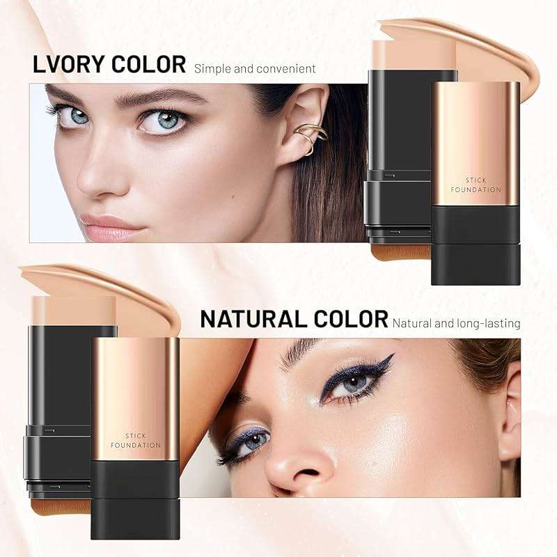 2 In 1 Anti Wrinkle Foundation Stick, Korea Flawless Eraser Foundation Stick- Hydrating Lightweight, Double Head Foundation Make Up Stick with Brush,Multi-Use Face Makeup Contour Stick(Natural, 1PC) - Image 4