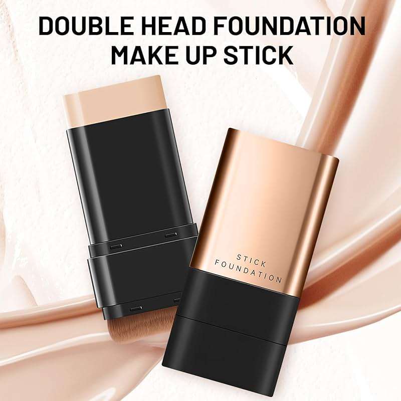 2 In 1 Anti Wrinkle Foundation Stick, Korea Flawless Eraser Foundation Stick- Hydrating Lightweight, Double Head Foundation Make Up Stick with Brush,Multi-Use Face Makeup Contour Stick(Natural, 1PC) - Image 5