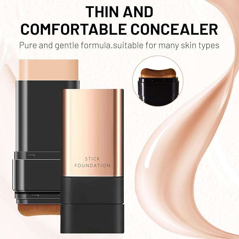 2 In 1 Anti Wrinkle Foundation Stick, Korea Flawless Eraser Foundation Stick- Hydrating Lightweight, Double Head Foundation Make Up Stick with Brush,Multi-Use Face Makeup Contour Stick(Natural, 1PC) - Image 6