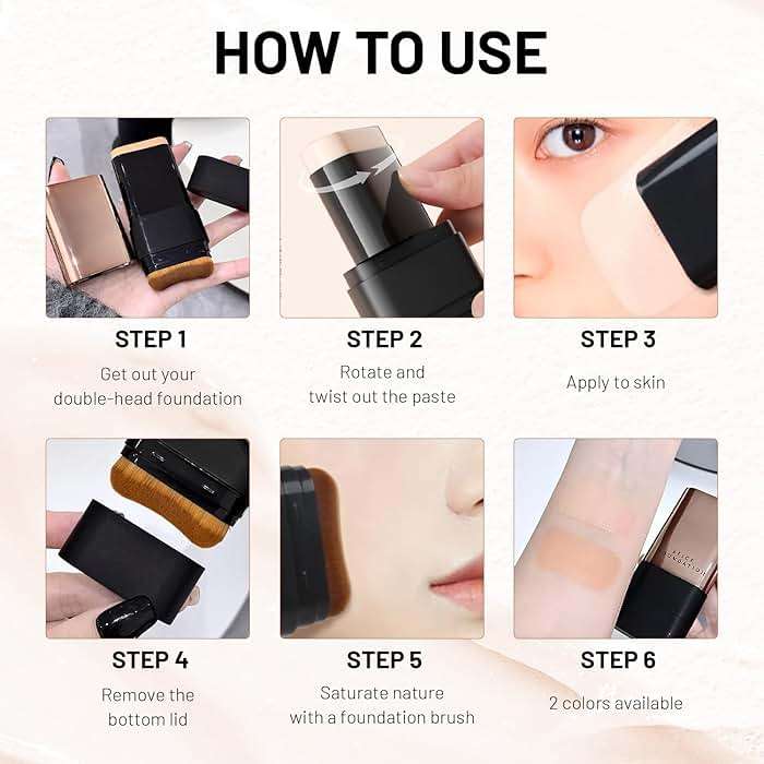 2 In 1 Anti Wrinkle Foundation Stick, Korea Flawless Eraser Foundation Stick- Hydrating Lightweight, Double Head Foundation Make Up Stick with Brush,Multi-Use Face Makeup Contour Stick(Natural, 1PC) - Image 7