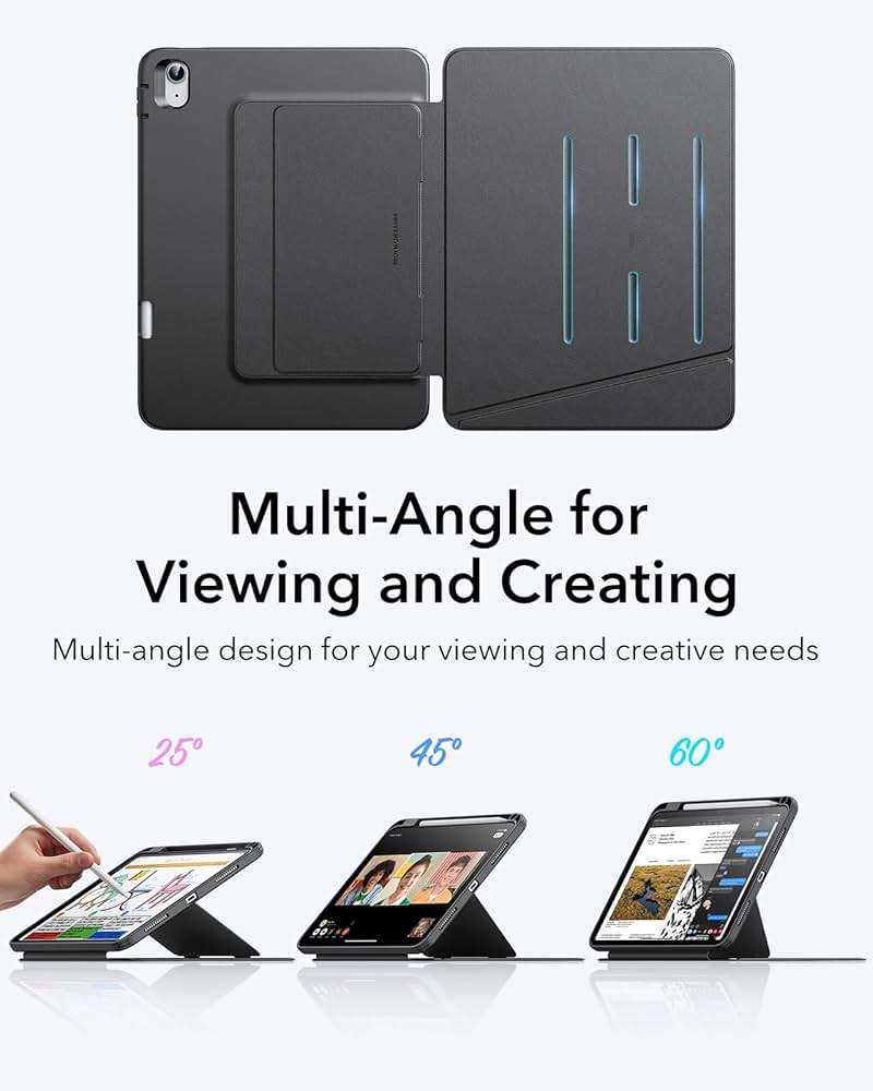 ESR for iPad A16 Case, iPad 11th/10th Generation Case (2025/2022) 11 Inch/10.9 Inch, Vertical Stand Cover with Pencil Holder, Ultra-Stable Magnetic Cover, Multi Stand Angles, Flip Series, Black - Image 4