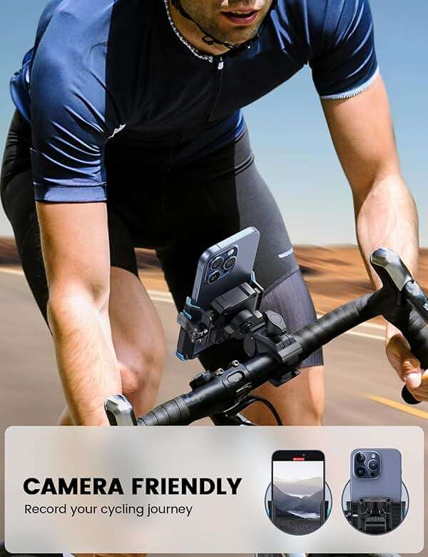 Lamicall Motorcycle Bike Phone Mount - [1s Quick Release] Bike Cell Phone Holder Clip, Bicycle Scooter Handlebar Clamp, Gifts for iPhone 17 16 15 14 Pro Max, Galaxy S25 S24 Ultra, 4.7-7" Phones, Blue - Image 2