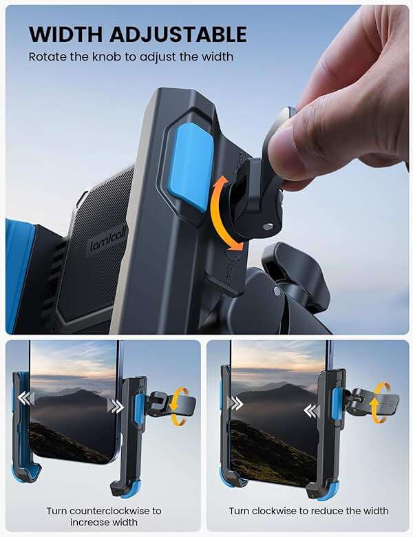 Lamicall Motorcycle Bike Phone Mount - [1s Quick Release] Bike Cell Phone Holder Clip, Bicycle Scooter Handlebar Clamp, Gifts for iPhone 17 16 15 14 Pro Max, Galaxy S25 S24 Ultra, 4.7-7" Phones, Blue - Image 4
