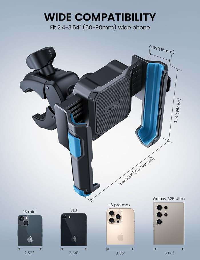 Lamicall Motorcycle Bike Phone Mount - [1s Quick Release] Bike Cell Phone Holder Clip, Bicycle Scooter Handlebar Clamp, Gifts for iPhone 17 16 15 14 Pro Max, Galaxy S25 S24 Ultra, 4.7-7" Phones, Blue - Image 5