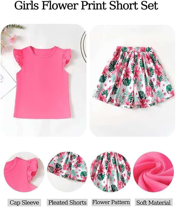 YOURUIKEY Tween Girl Summer Outfits Kid Clothes Cap Sleeve T-Shirt Wide Leg Hawaiian Beach Shorts Holiday Clothing Set 8-12 - Image 5