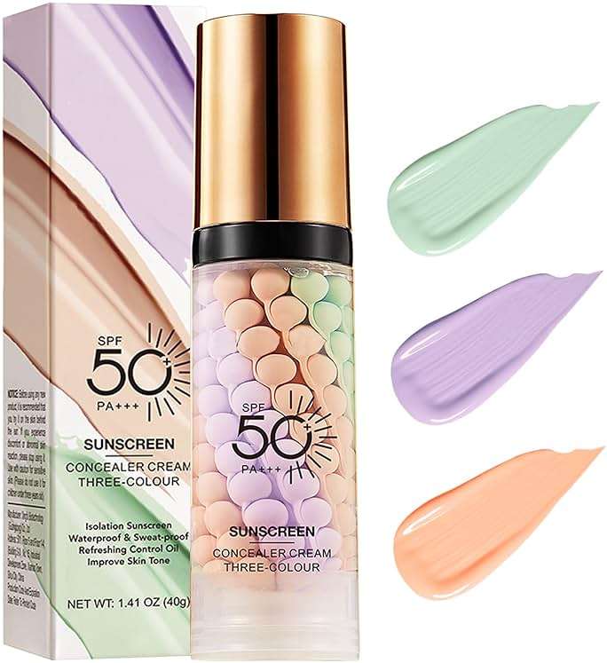 3 In 1Primer for Face Before Makeup,Sunscreen Isolation Cream, SPF 50, One Step Color Corrector Face Primer, Blurs Imperfections Oil Control & Moisturizing Skin Tone Correcting,Radiance Skin - Image 1