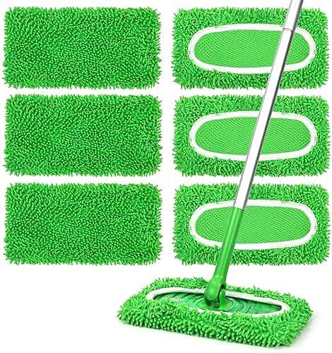 6Pcs Reusable Microfiber Mop Pads Compatible with Sweeper Mop, Replacement Wet Mopping pad Refills & Washable Dry Sweeping Cloths for Surface/Hardwood Floor Cleaning - Image 1