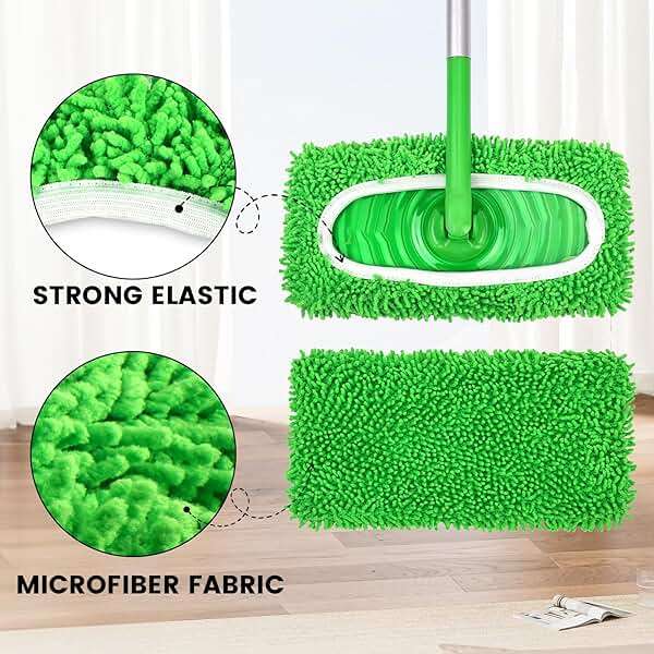 6Pcs Reusable Microfiber Mop Pads Compatible with Sweeper Mop, Replacement Wet Mopping pad Refills & Washable Dry Sweeping Cloths for Surface/Hardwood Floor Cleaning - Image 3