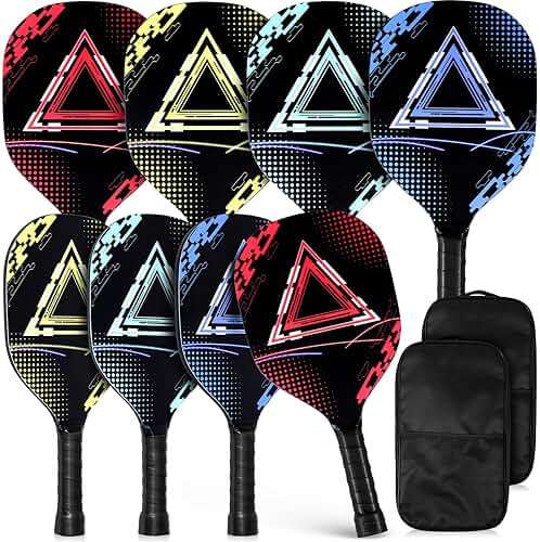 WinnerWhy 8 Pcs Paddles Set Compatible with Pickleball Wood Rackets Compatible with Pickleball 2 Carry Bags Lightweight Racquet with Ergonomic Grip for Players of All Levels Men Women - Image 1