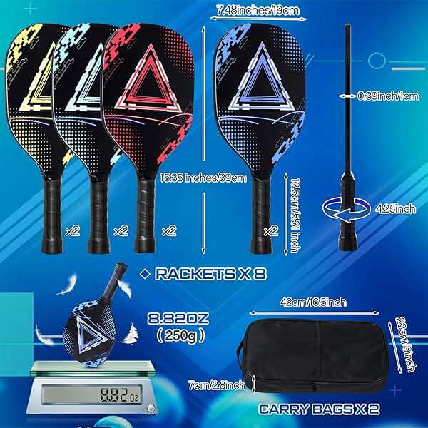 WinnerWhy 8 Pcs Paddles Set Compatible with Pickleball Wood Rackets Compatible with Pickleball 2 Carry Bags Lightweight Racquet with Ergonomic Grip for Players of All Levels Men Women - Image 3