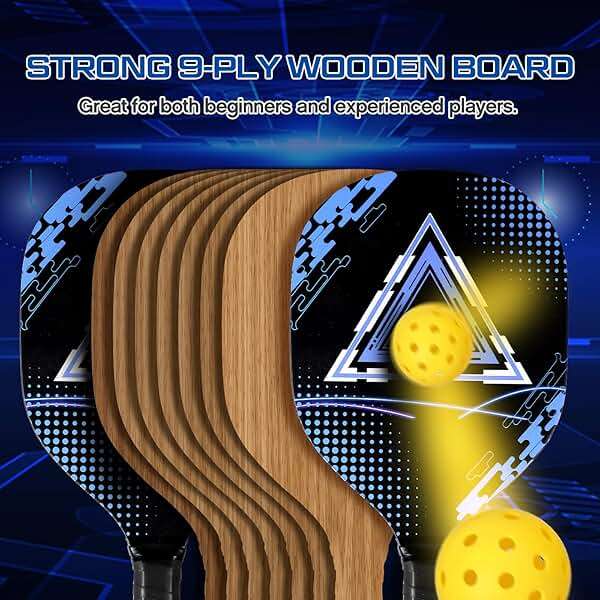 WinnerWhy 8 Pcs Paddles Set Compatible with Pickleball Wood Rackets Compatible with Pickleball 2 Carry Bags Lightweight Racquet with Ergonomic Grip for Players of All Levels Men Women - Image 4