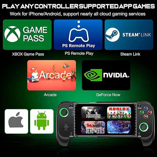 Wireless Phone Controller for iPhone/Android No Deadzone, Mobile Gaming Controller Support Xbox Game Pass, Steam Link, GeForce Now, Call of Duty, Roblox, Cloud Gamepad for iOS with Dynamic LED Lights - Image 2