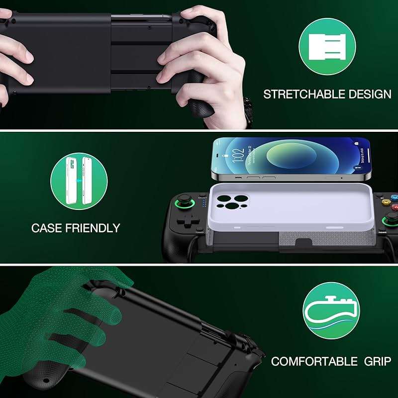 Wireless Phone Controller for iPhone/Android No Deadzone, Mobile Gaming Controller Support Xbox Game Pass, Steam Link, GeForce Now, Call of Duty, Roblox, Cloud Gamepad for iOS with Dynamic LED Lights - Image 7