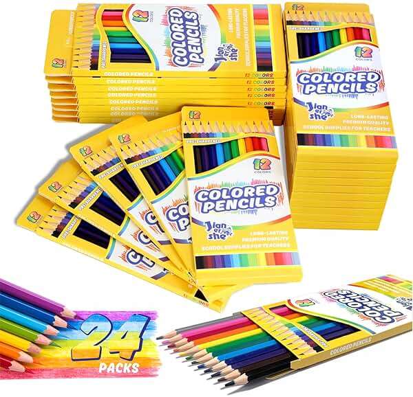JIANERSHE 288 Count Colored Pencils Bulk, 12 Assorted Colors, 24Packs Pre-sharpened Coloring Pencils Set for Kids,Back to School Supplies,Teachers Essential Classroom Art Prizes - Image 1
