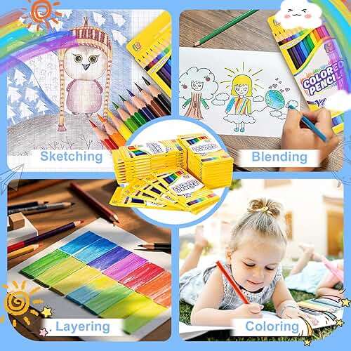 JIANERSHE 288 Count Colored Pencils Bulk, 12 Assorted Colors, 24Packs Pre-sharpened Coloring Pencils Set for Kids,Back to School Supplies,Teachers Essential Classroom Art Prizes - Image 3