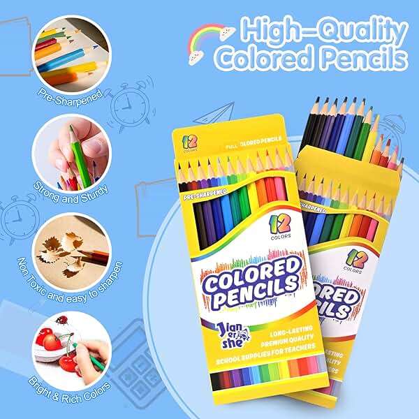 JIANERSHE 288 Count Colored Pencils Bulk, 12 Assorted Colors, 24Packs Pre-sharpened Coloring Pencils Set for Kids,Back to School Supplies,Teachers Essential Classroom Art Prizes - Image 4