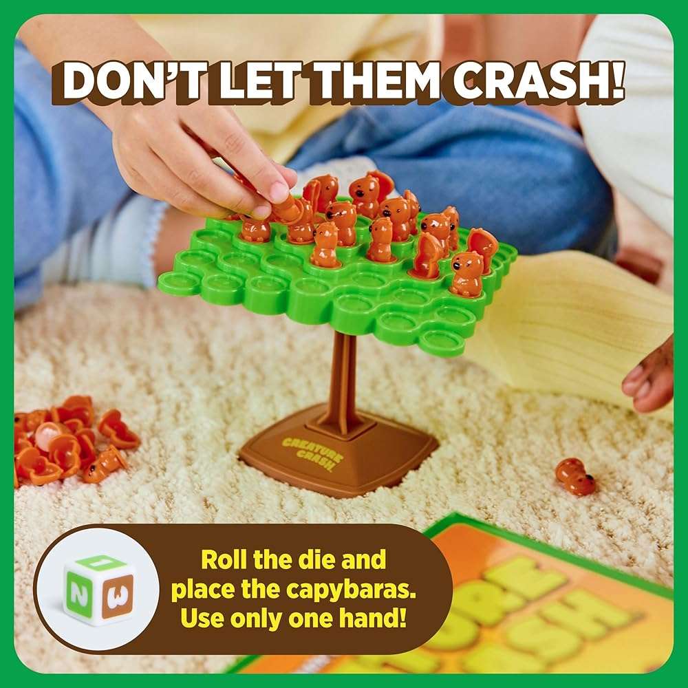 Creature Crash by Relatable, The Capybara Balancing Game, Great Kids Games and Family Game Night Essentials, Includes 49 Capybaras, 1 Balancing Board, 1 Pillar Base, 1 Die, and Instructions - Image 4