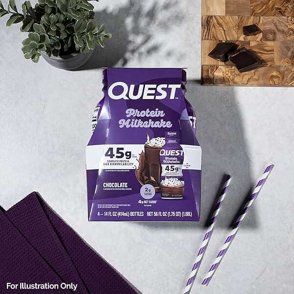 Quest Nutrition Chocolate Protein Shake, 45g Protein, 2g Sugar, 4g Net Carbs, Ready to Drink, Gluten Free, 4 Count - Image 6