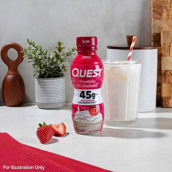 Quest Nutrition Strawberry Protein Shake, 45g Protein, 2g Sugar, 4g Net Carbs, Ready to Drink, Gluten Free, 4 Count - Image 4