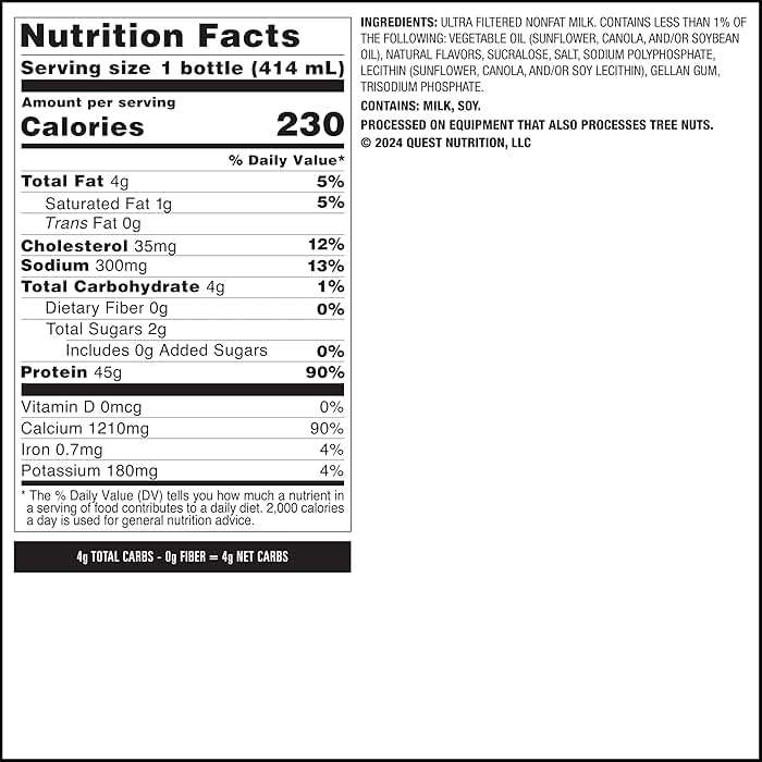 Quest Nutrition Strawberry Protein Shake, 45g Protein, 2g Sugar, 4g Net Carbs, Ready to Drink, Gluten Free, 4 Count - Image 7