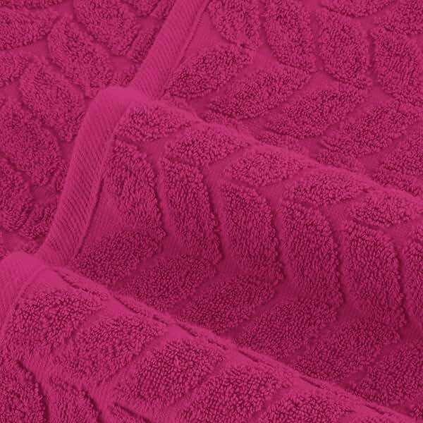 Elegant Comfort Luxury 6-Piece 100% Turkish Cotton Jacquard Braided Textured Premium Hotel Quality Towel Set– Soft and Absorbent, Includes 2 Bath Towels, 2 Hand Towels and 2 Washcloths, Hot Pink - Image 6