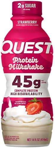 Quest Nutrition Strawberry Protein Shake, 45g Protein, 2g Sugar, 4g Net Carbs, Ready to Drink, Gluten Free, 12 Count - Image 4