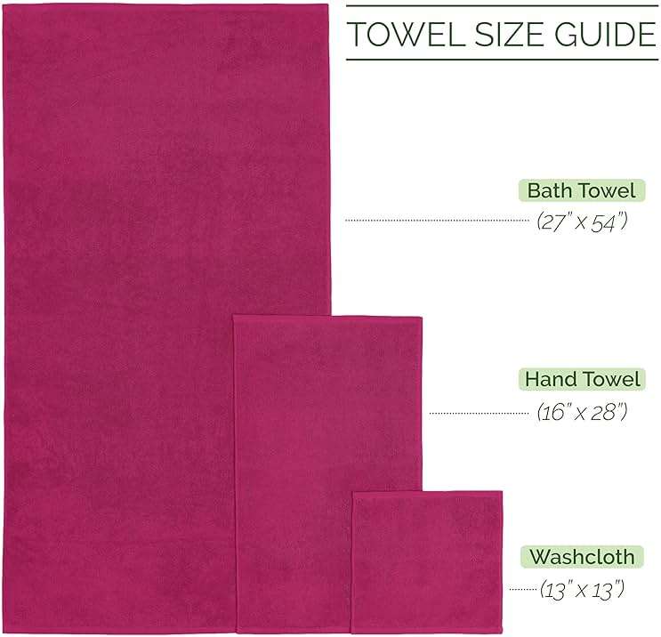 Elegant Comfort 100% Turkish Cotton Corduroy Ribbed Luxury Bath Towels 6-Piece Set, Premium Feel - Quick Dry, Highly Absorbent, Contains 2 Bath Towels, 2 Hand Towels, and 2 Washcloths, Hot Pink - Image 3