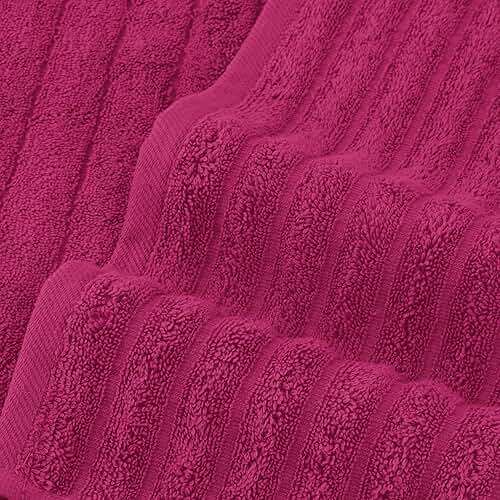 Elegant Comfort 100% Turkish Cotton Corduroy Ribbed Luxury Bath Towels 6-Piece Set, Premium Feel - Quick Dry, Highly Absorbent, Contains 2 Bath Towels, 2 Hand Towels, and 2 Washcloths, Hot Pink - Image 6
