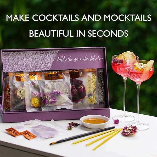 MILLIN Cocktail Garnish Gift Set – Edible Flowers & Dehydrated Fruits | Premium Bar Accessories | Unique Gift for Her | Holiday gifting - Image 2