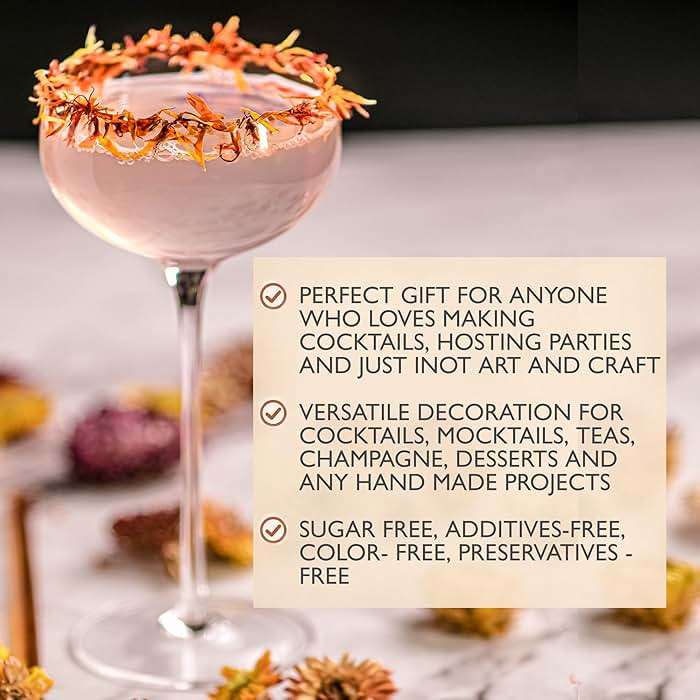 MILLIN Cocktail Garnish Gift Set – Edible Flowers & Dehydrated Fruits | Premium Bar Accessories | Unique Gift for Her | Holiday gifting - Image 5