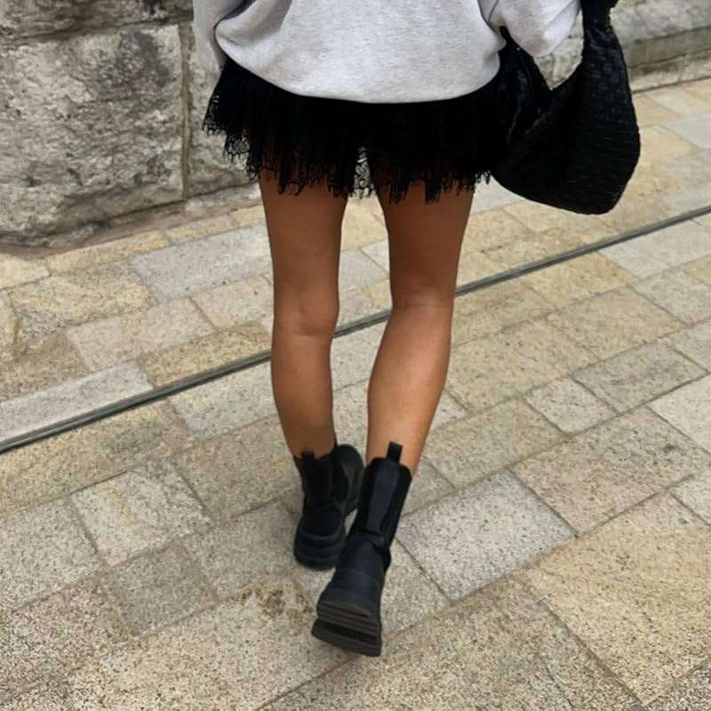 Women Y2k Lace Slip Skirt Ruffle Mini Skirt Layered Pleated Casual Flowy Short Skirt - Image 4