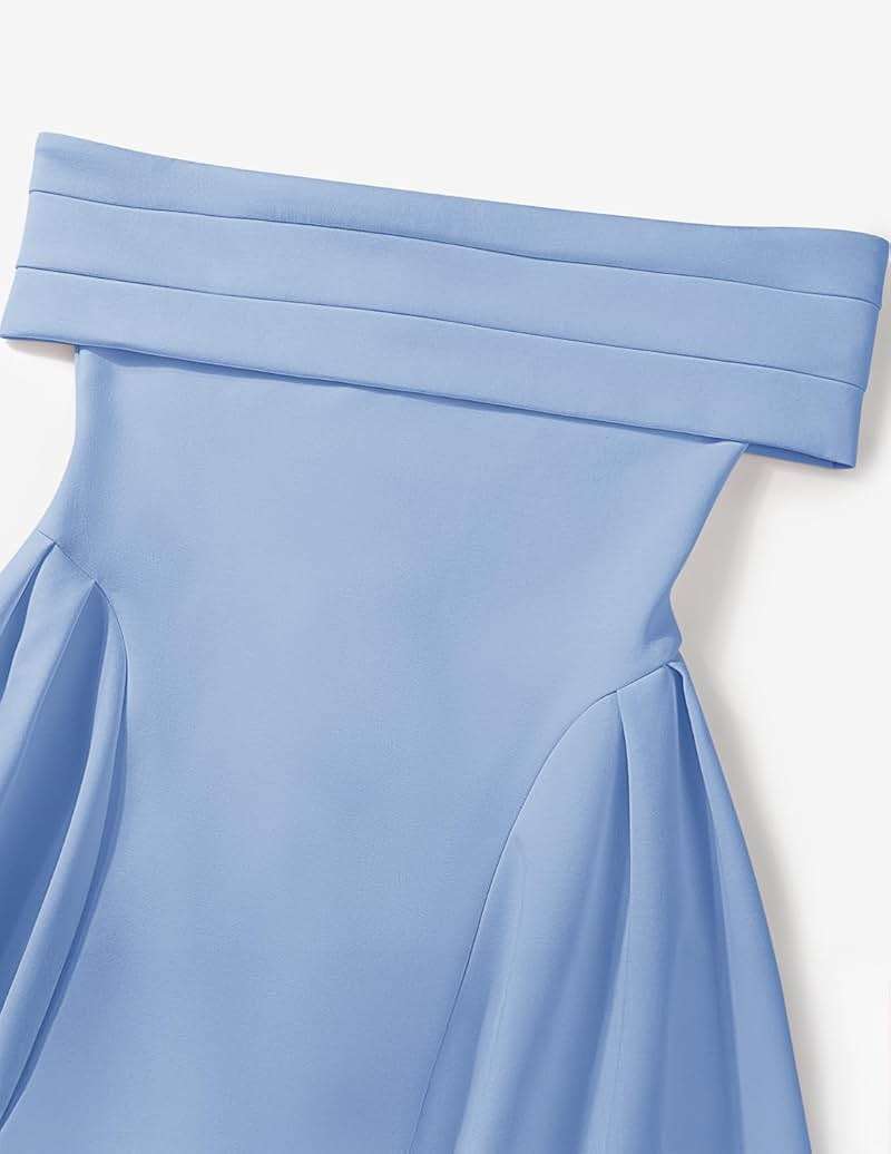 ZESICA Summer 2026 Cocktail Dresses for Women's Off Shoulder Short Sleeve Swing A Line Wedding Evening Party Midi Dress - Image 9