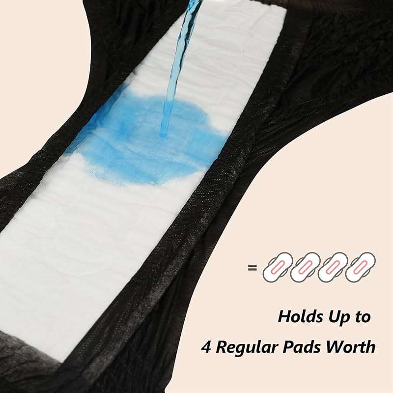 MOLLIS Disposable Period Underwear for Women, Postpartum Panties, Maternity Knickers Heavy Flow Leak Proof, Black, Large/X-Large, 8 Count - Image 4