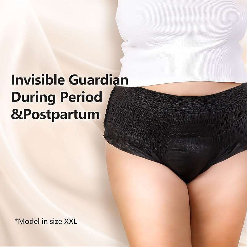 MOLLIS Disposable Period Underwear for Women, Postpartum Panties, Maternity Knickers Heavy Flow Leak Proof, Black, Large/X-Large, 8 Count - Image 7