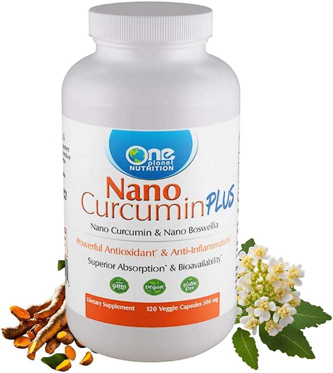 One Planet Nutrition Nano Curcumin Plus 500 mg Veggie Capsules (240 Servings), Nano Curcumin with Boswellia for High Absorption, Supports Joint and Immune Health, Non-GMO, Vegan, Gluten-Free - Image 1