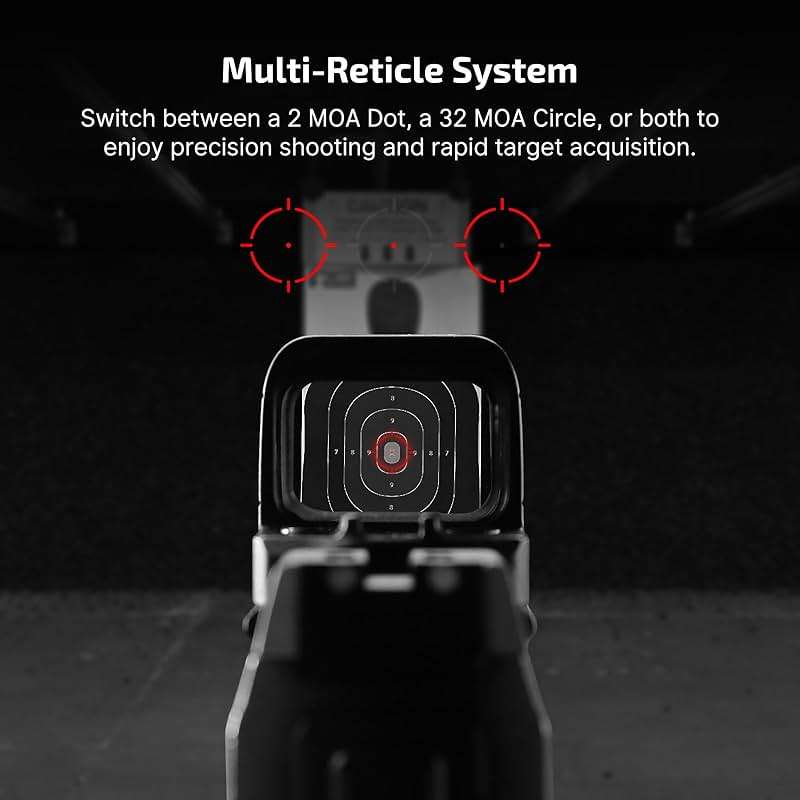 OSIGHT S Multi-Reticle Micro Enclosed Sight with Charging Cover, 2 MOA Dot & 32 MOA Circle for RMSc Footprint, Parallax-Free Durable Reflex Sights (Red Dot) - Image 4
