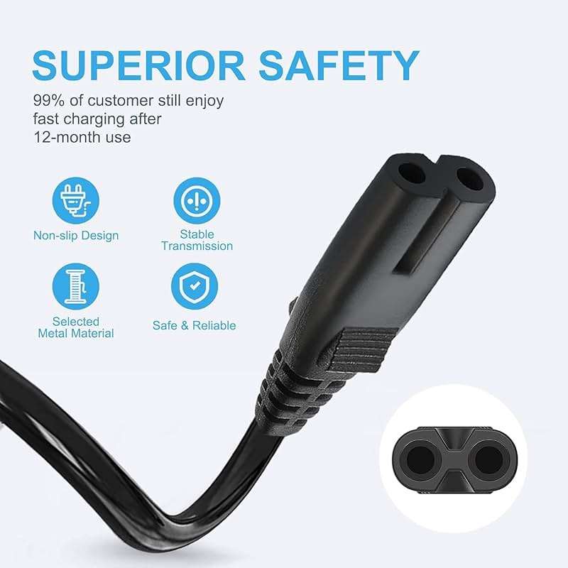 Speaker Power Cord 2 Prong AC Power Cable Charger Cord for JBL Partybox Encore Essential/310/100/110/200 /710/1000/Stage 320/Club 120/Boombox 3,On-The-Go Essential Speaker Soundbar Power Supply (10FT) - Image 3