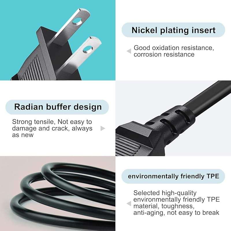 Speaker Power Cord 2 Prong AC Power Cable Charger Cord for JBL Partybox Encore Essential/310/100/110/200 /710/1000/Stage 320/Club 120/Boombox 3,On-The-Go Essential Speaker Soundbar Power Supply (10FT) - Image 4